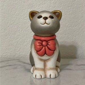 THUN Cat figurine with red bow. Purchased in Italy.